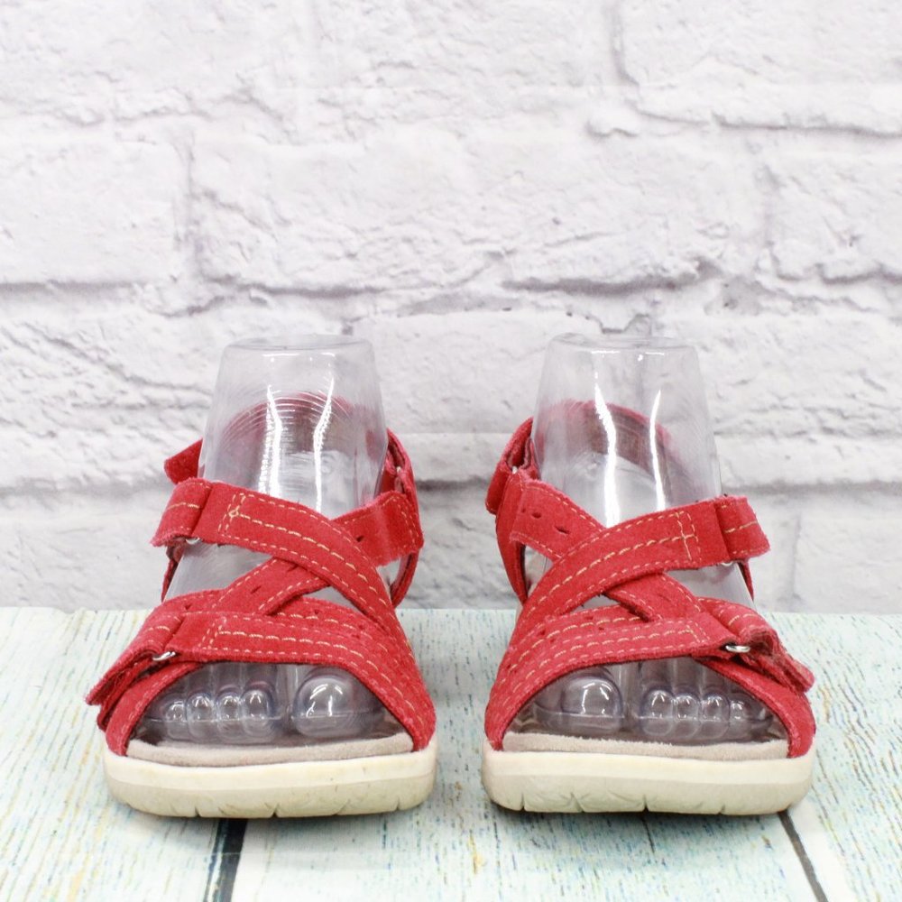 Earth Origins Sammie Red Suede Open Toe Adjustable Strappy Sandals Size 7 M - Picture 4 of 9